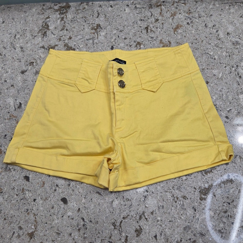 Rampage Yellow High Waist Shorts Cuffed Hem Casual Cute Size 3
